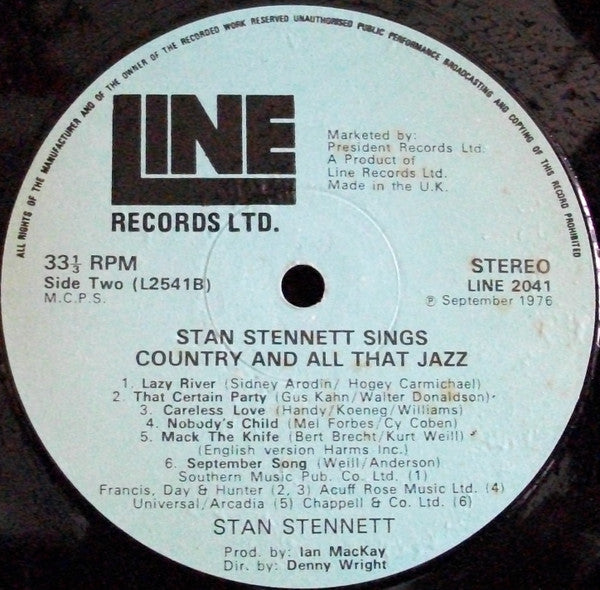Stan Stennett : Sings Country & All That Jazz (LP, Album)