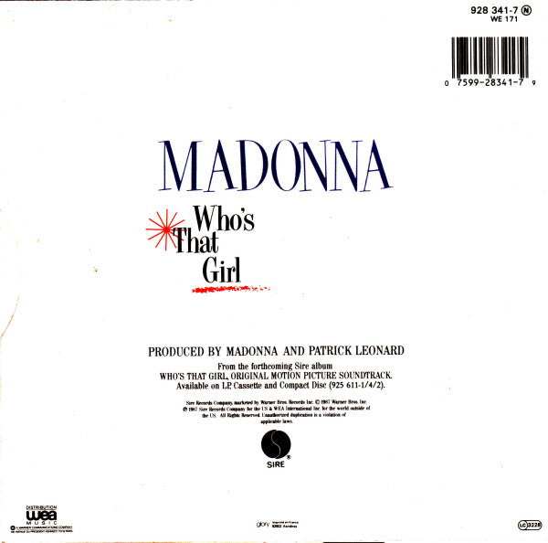 Madonna : Who's That Girl (7", Single)