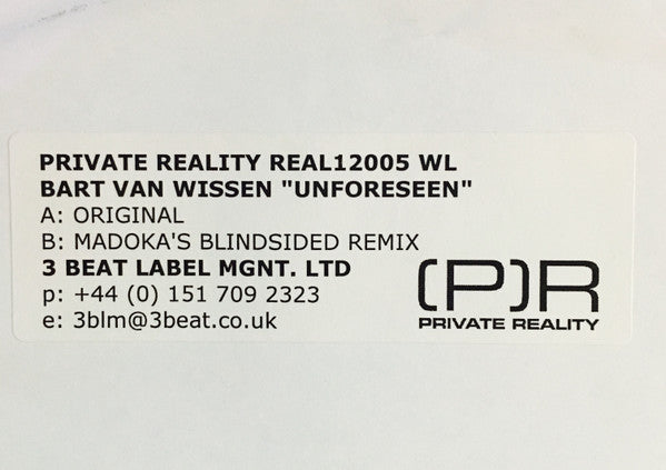 Bart Van Wissen : Unforeseen (12", Promo, W/Lbl)