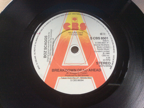Boz Scaggs : Breakdown Dead Ahead (7", Single, Promo)
