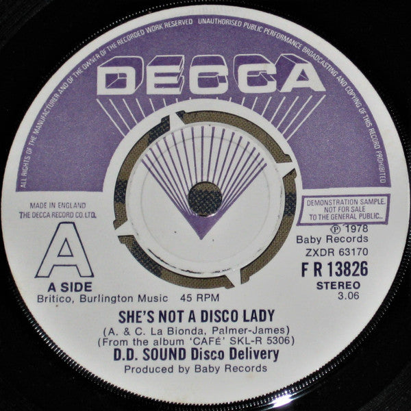 D.D. Sound : She's Not A Disco Lady (7", Promo)
