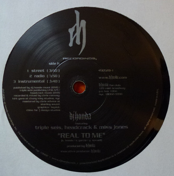 DJ Honda : Real To Me / Head's A Hustler (12")