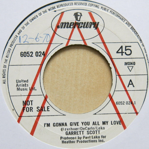 Garrett Scott : I'm Gonna Give You All My Love  (7", Single, Mono, Promo)