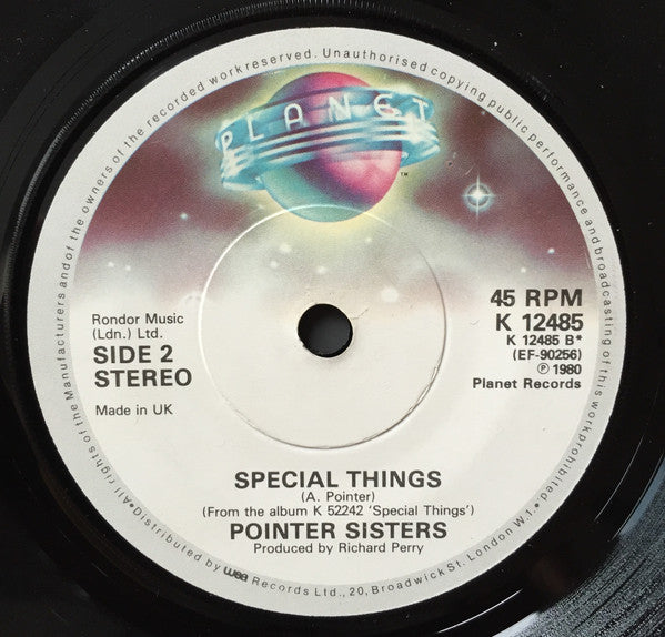 Pointer Sisters : Save This Night For Love (7", Single)
