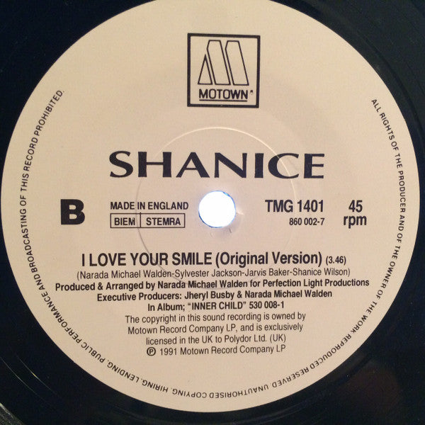 Shanice : I Love Your Smile (7", Single, pap)