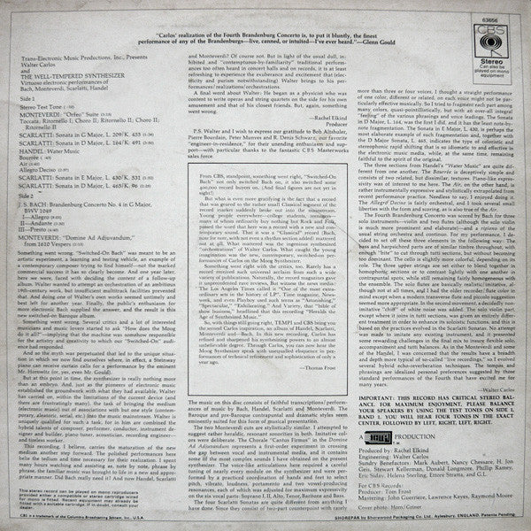 Walter Carlos : The Well-Tempered Synthesizer (LP, Album)
