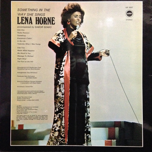 Lena Horne ,Accompanied By Gabor Szabo : Something In The Way She Sings (LP, Album)