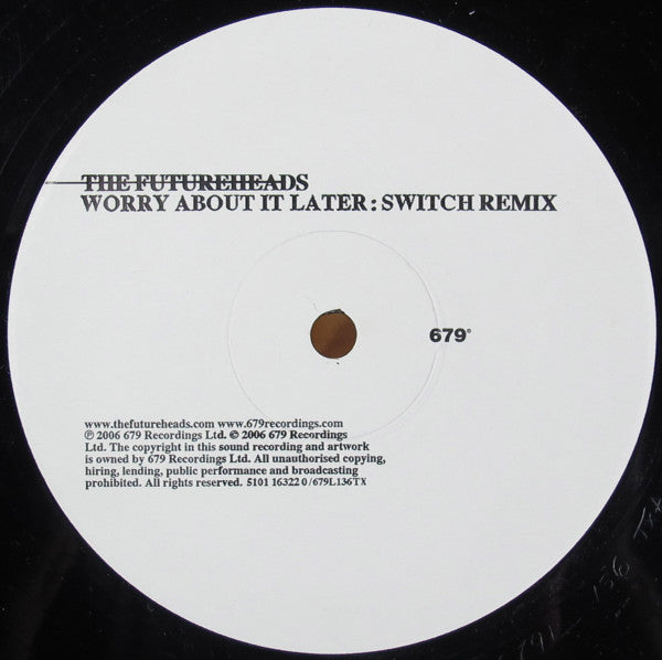 The Futureheads : Worry About It Later (Switch Remix) (12", S/Sided, Ltd)