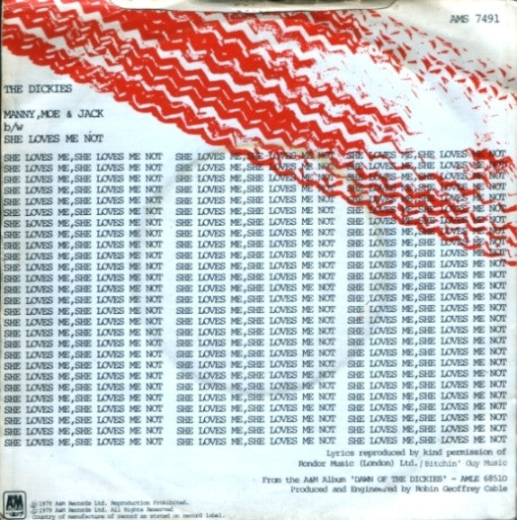 The Dickies : Manny, Moe And Jack (7", Single)