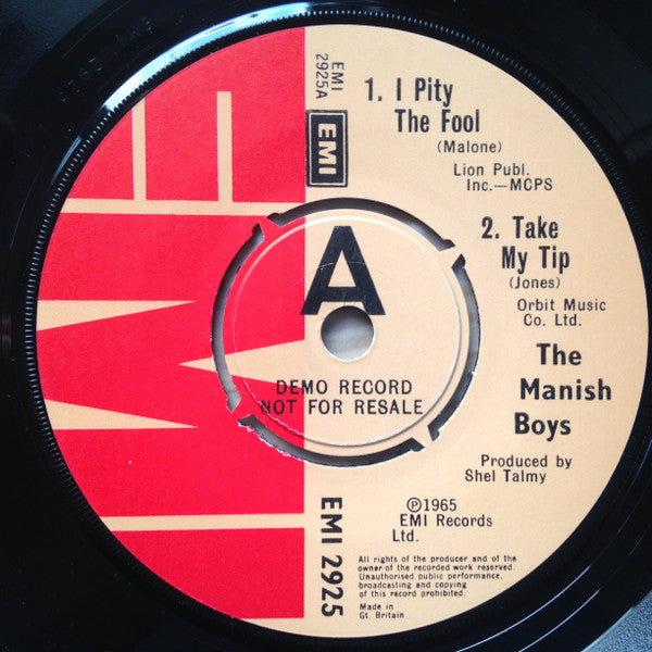 The Manish Boys / Davy Jones & The Lower 3rd* : I Pity The Fool / Take My Tip / You've Got A Habit Of Leaving / Baby Loves That Way (7", EP, Mono, Promo)