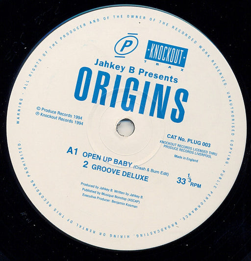 Jahkey B Presents Origins (2) / Chocolate Tribe : Open Up Baby / Groove Deluxe / Coca Drums / And U Two (12")