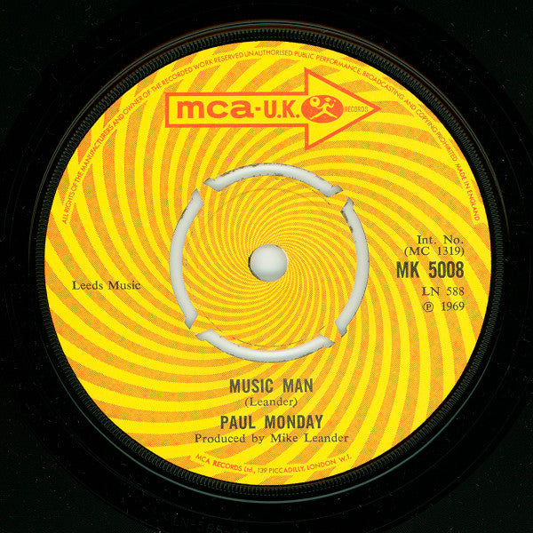 Paul Monday (2) : Music Man / Here Comes The Sun (7", Single)