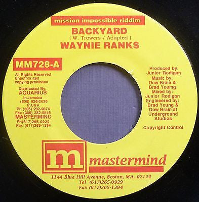 Waynie Ranks / Courtney Morris (2) : Backyard / Work Hard (7", Single)