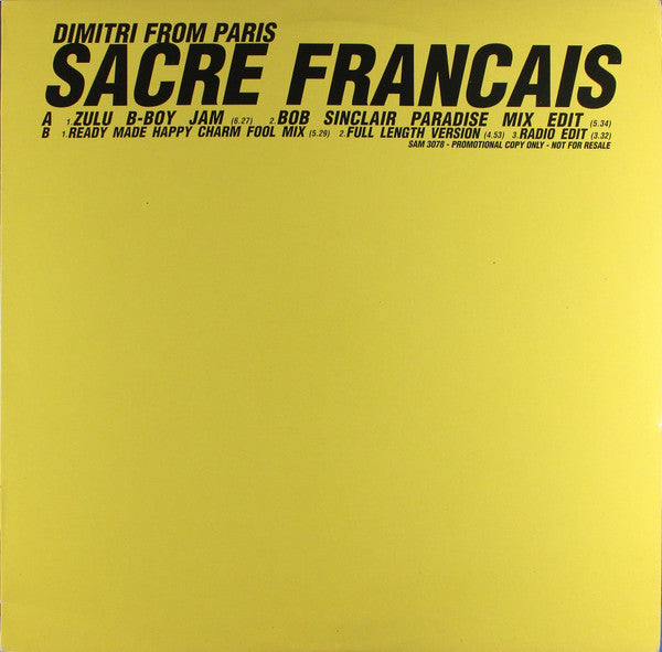 Dimitri From Paris : Sacre Francais (12", Promo)