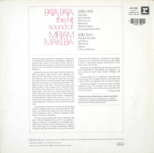 Miriam Makeba : Pata Pata (LP, Album, RE)