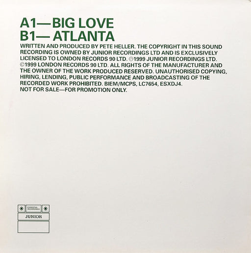 Pete Heller's Big Love : Big Love (12", Promo)