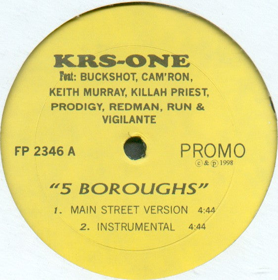 KRS-One / Jane Blaze : 5 Boroughs / Slow Down (12", Promo)