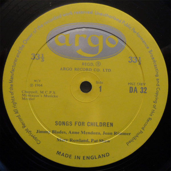 Mary Rowland, Pat Shaw*, James Blades, Joan Rimmer : Songs For Children (LP, Mono)
