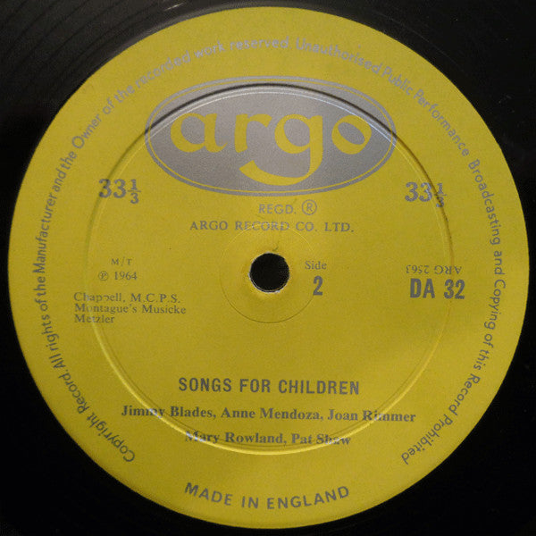 Mary Rowland, Pat Shaw*, James Blades, Joan Rimmer : Songs For Children (LP, Mono)