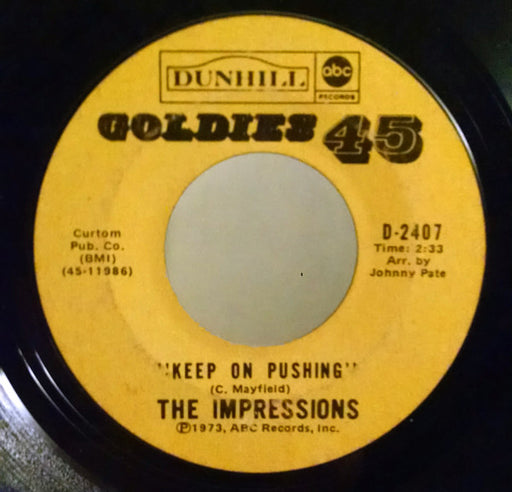 The Impressions : Keep On Pushing / We're A Winner (7", Single, RE)