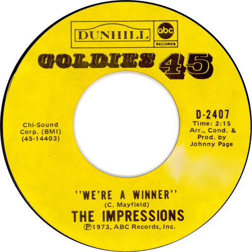 The Impressions : Keep On Pushing / We're A Winner (7", Single, RE)