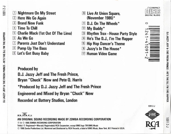 DJ Jazzy Jeff & The Fresh Prince : He's The DJ, I'm The Rapper (CD, Album)