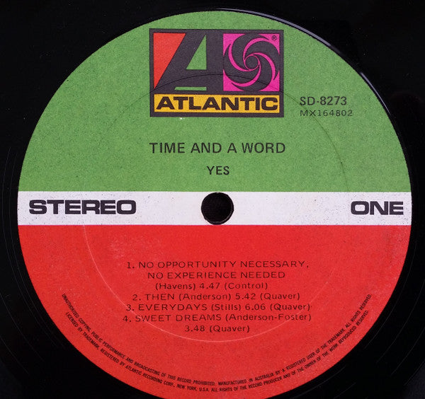 Yes : Time And A Word (LP, Album)