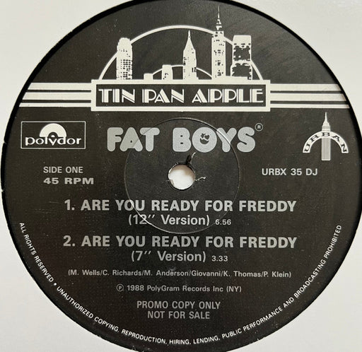 Fat Boys : Are You Ready For Freddy (12", Promo)