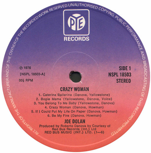 Joe Dolan : Crazy Woman (LP, Album)