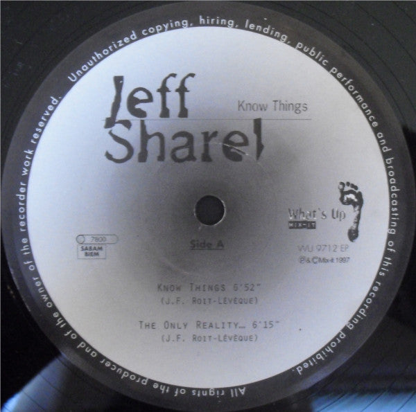Jeff Sharel : Know Things (12")
