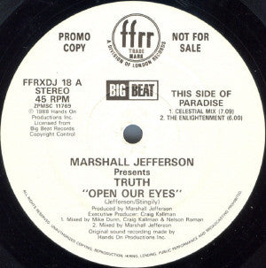 Marshall Jefferson Presents Truth (2) : Open Our Eyes (12", Promo)