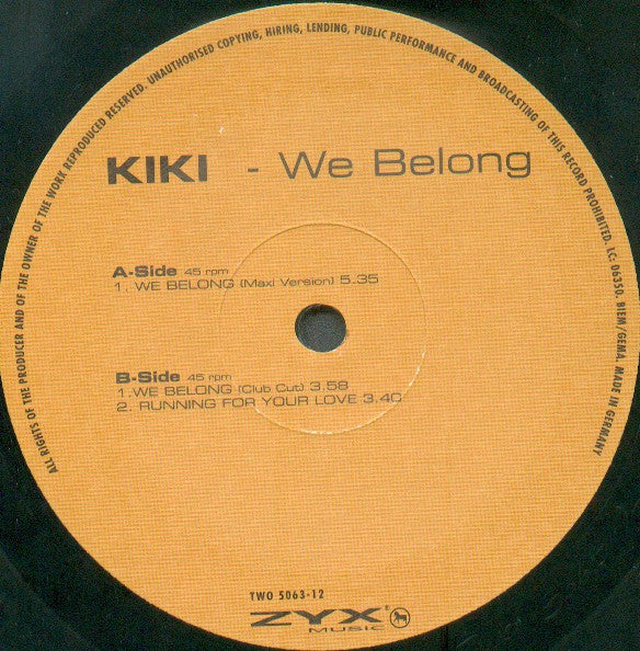 Kiki (2) : We Belong (12", Maxi)