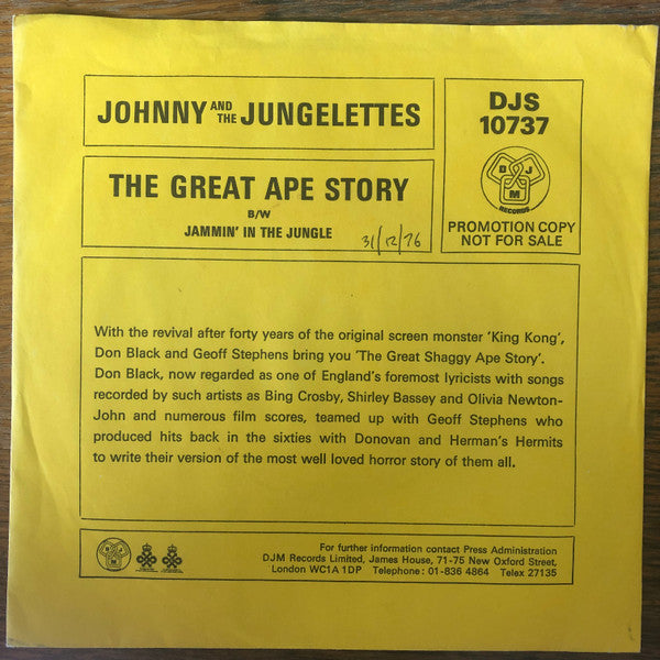 Johnny & The Jungelettes : The Great Shaggy Ape Story (7", Single)