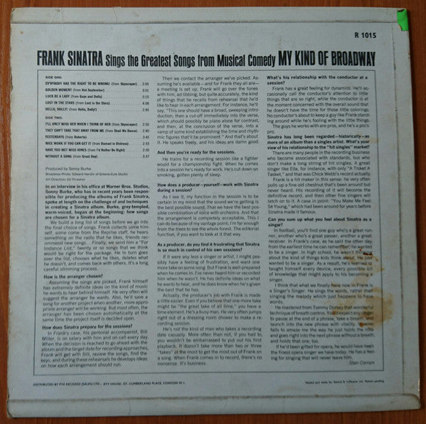 Frank Sinatra : My Kind Of Broadway (LP, Album, Mono)