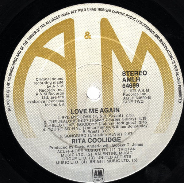 Rita Coolidge : Love Me Again (LP, Album, Gat)