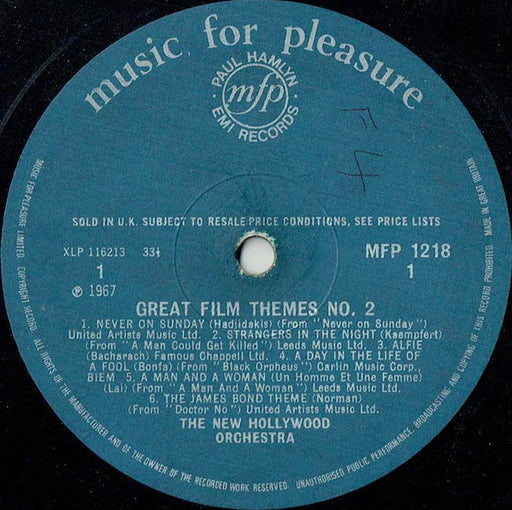 The New Hollywood Orchestra* : Great Film Themes No. 2 (LP, Mono)