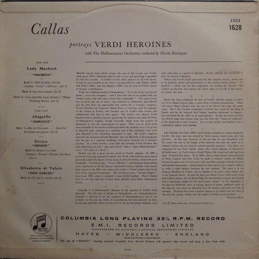 Callas* : Portrays Verdi Heroines (LP, Mono)