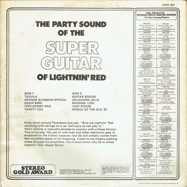 Lightnin' Red : The Super Guitar Of Lightnin' Red (LP, Album, USA)