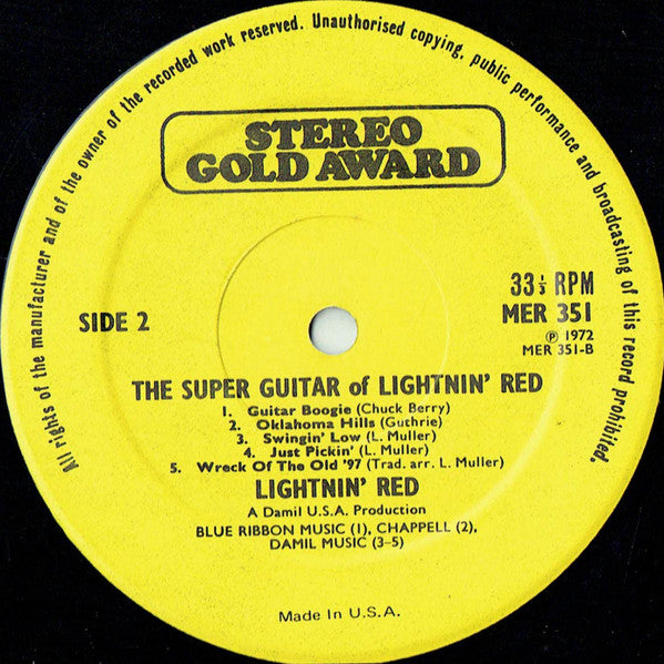 Lightnin' Red : The Super Guitar Of Lightnin' Red (LP, Album, USA)