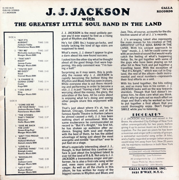 J.J. Jackson With The Greatest Little Soul Band In The Land : But It's Alright (LP, Album)