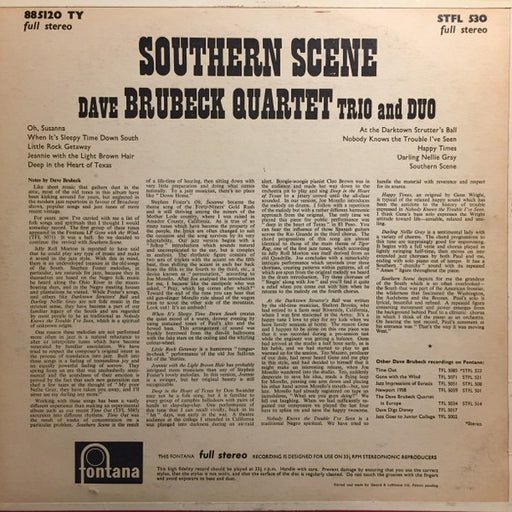 The Dave Brubeck Quartet : Southern Scene (LP, Album)