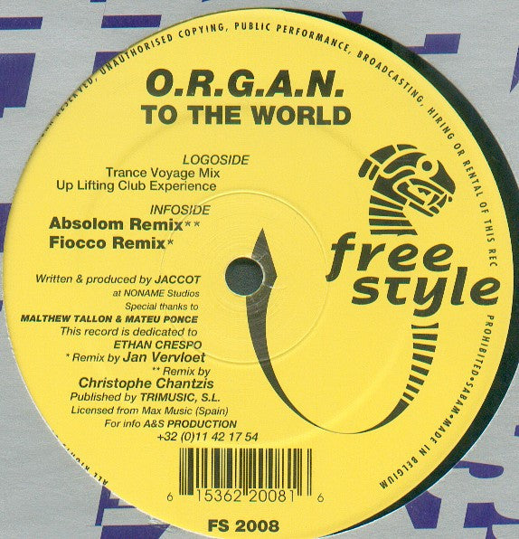 O.R.G.A.N. : To The World (12")
