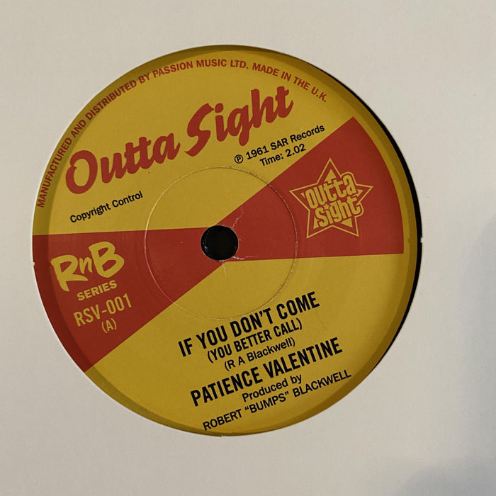 Patience Valentine / Barbara Dane - If You Don't Come (You Better Call) / I'm On My Way - 7" Vinyl. This is a product listing from Released Records Leeds, specialists in new, rare & preloved vinyl records.