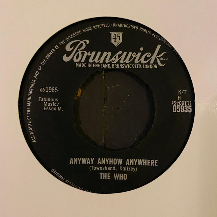The Who - Anyway Anyhow Anywhere - 7" Vinyl. This is a product listing from Released Records Leeds, specialists in new, rare & preloved vinyl records.