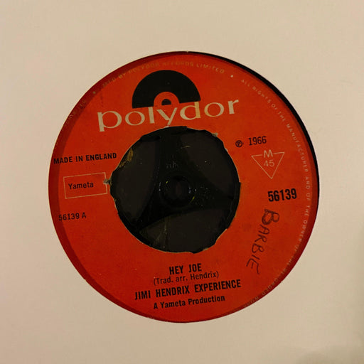 Jimi Hendrix Experience - Hey Joe - 7" Vinyl. This is a product listing from Released Records Leeds, specialists in new, rare & preloved vinyl records.