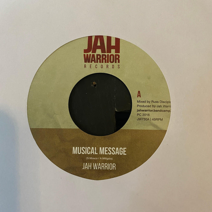 Jah Warrior - Musical Message - 7". This is a product listing from Released Records Leeds, specialists in new, rare & preloved vinyl records.
