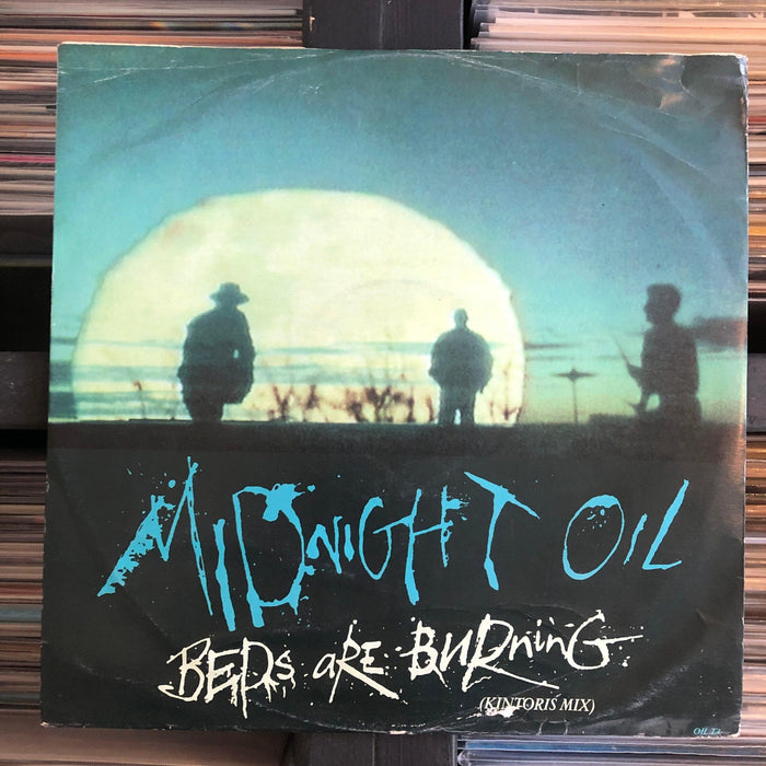 Midnight Oil - Beds Are Burning (Kintoris Mix) - 12" Vinyl. This is a product listing from Released Records Leeds, specialists in new, rare & preloved vinyl records.