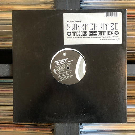 Superchumbo - This Beat Is (Remixes) - 12" Vinyl. This is a product listing from Released Records Leeds, specialists in new, rare & preloved vinyl records.