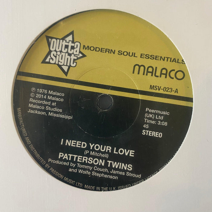 Patterson Twins / Richard Caiton - I Need Your Love / I'm Gonna Love You More - 7" Vinyl. This is a product listing from Released Records Leeds, specialists in new, rare & preloved vinyl records.