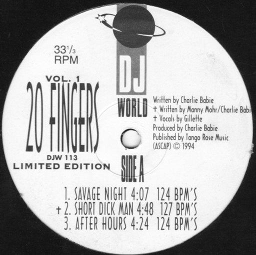 20 Fingers - Vol. 1 - 12" Vinyl. This is a product listing from Released Records Leeds, specialists in new, rare & preloved vinyl records.